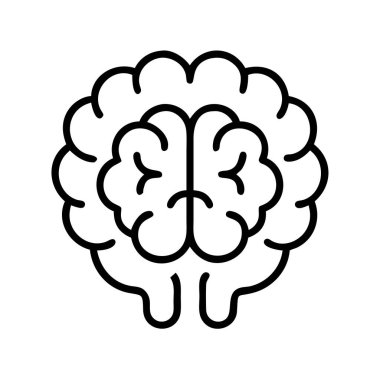 Zekayı, yaratıcılığı, hafızayı ve bilişsel işlevleri sembolize eden, insan beyninin temiz ve modern bir taslak ikonu. Teknoloji, eğitim ve bilim kavramları için ideal..