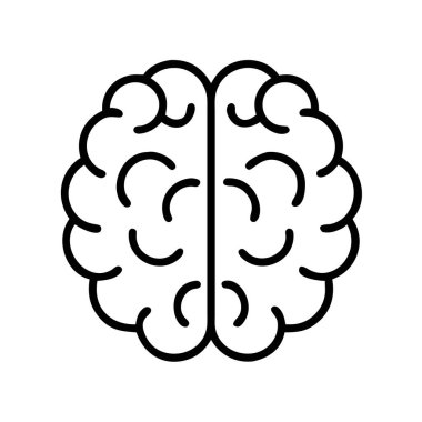 Zihni, zekâyı, hafızayı, eğitimi, psikolojiyi ve açık bir grafik tarzında yeniliği sembolize eden basit, temiz bir çizgi sanat ikonu..