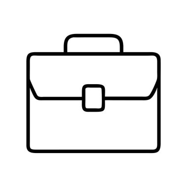 Bir evrak çantasının minimalist bir sanat simgesi, profesyonelliği, kariyeri, ofis işlerini, hukuki işleri ve önemli belge taşımayı simgeliyor. Web ve yazdırma tasarımları için ideal.