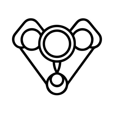 Geometrik daireler ve sıvı çizgilerin simetrik bir düzenini içeren temiz, minimalist bir tasvir. Çok yönlü bir sembol veya amblem gerektiren teknoloji, marka veya modern tasarım projeleri için idealdir..