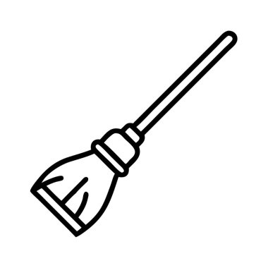 Süpürgenin basit bir sanat simgesi. Temizlik, ev ve bakım amaçlı tasarımlar için mükemmel. Bu minimalist vektör grafiği düzenliliği ve ev işlerini simgeler..