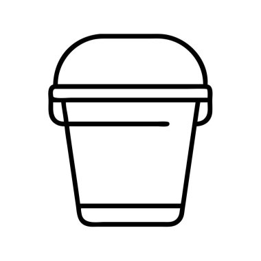 Eğri saplı bir kovanın temiz, minimalist sanat çizgisi çizimi. Temizliği, bahçıvanlığı, inşaatı veya eşya ve sıvıları sembolize etmek için idealdir. Bu çok yönlü vektör.