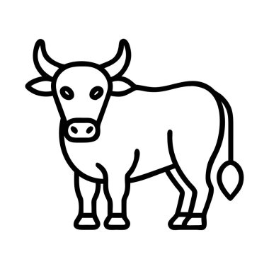 Bu vektör illüstrasyonu basit, temiz bir siyah çizgi sanat tasviri içeriyor ayakta duran bir sığırın, tarım, tarım, süt ürünleri ve hayvan temalı tasarımlar için mükemmel..
