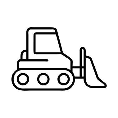 Yapım, tarım ve malzeme kullanımında kullanılan ağır makineleri temsil eden izole bir taslak simgesi, dijital tasarım ve mühendislik projeleri için ideal.