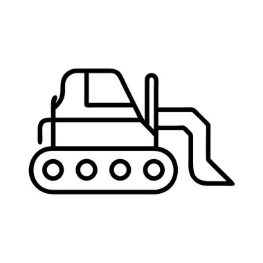 Ağır yükleyici veya buldozer içeren minimalist bir çizgi çizimi, toprak ve makineleri temsil eden inşaat, mühendislik ve endüstriyel tasarım projeleri için mükemmeldir..