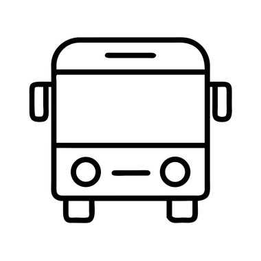 Önden tasvir edilen, web simgeleri, uygulama tasarımları, bilgi grafikleri ve çeşitli modern ulaşım temaları için ideal bir otobüs çizgisi sanat vektörü ilülasyonu.