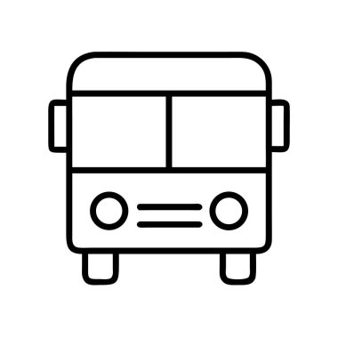 Bir otobüsün minimalist ön hat simgesi, toplu taşıma, seyahat ve şehir hareketliliğini temsil ediyor. Net görseller gerektiren çeşitli dijital ve yazdırma uygulamaları için ideal.