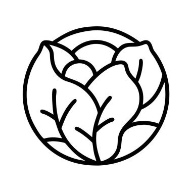 Temiz vektör ikonu yapraklı yeşil bir sebze tasvir ediyor, menüler için ideal, market uygulamaları, sağlıklı beslenme kampanyaları, veya organik tarım markaları, beyaz arka planda izole edilmiş..