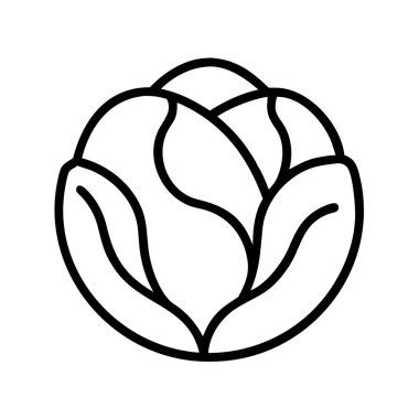 Sağlık, beslenme, bahçıvanlık ve organik gıda ile ilgili projeler için ideal, taze lahana veya marul başlıklı minimalist bir çizgi çizimi. Temiz vektör grafiği.