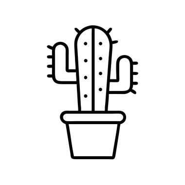 Bu minimalist çizgi sanat ikonu, sembolik bir çöl bitkisi olan kaktüsü tasvir eder. Web, uygulama veya baskı tasarımı için idealdir, doğanın temaları, hayatta kalma ve kurak bir güzellik dokunuşu için.