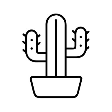Temiz ve modern minimalist bir sanat çizgisi çizimi. İçinde kaktüs kabı var. Web grafikleri, UI / UX tasarımı, uygulamalar ve çeşitli dijital ve yazdırma projeleri, basitlik ve doğal zarafeti iletmek için ideal.