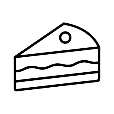 Çok katmanlı ve dekoratif kaplamalı tek bir pasta servisinin ayrıntılı siyah çizgili sanat vektör çizimi. Menüler, davetiyeler ve dijital tasarımlar için ideal.