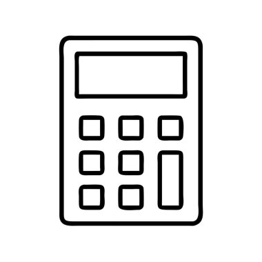 Temiz bir arkaplanda aritmetik, bütçe ve finansal planlama için temel bir araç tasvir eden bir hesap makinesinin minimalist çizgisi çizimi. Veri için gerekli.