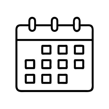 Temiz, minimalist bir çizgi sanat vektörü ikonu. Aylık takvim ızgarasını boş gündüz yuvalarıyla tasvir ediyor. Planlama, randevu ve zaman çizelgeleri için ideal..