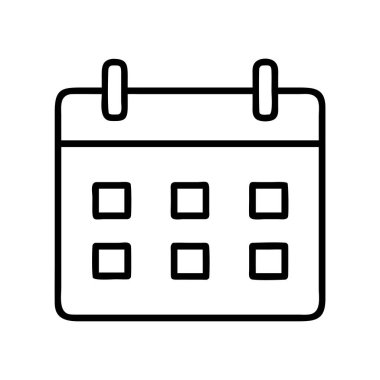 Boş gün yuvaları, dijital arayüzler, web tasarımı ve yazdırma materyalleri için ideal, zamanlamayı, zamanı ve olayları sembolize eden basit, temiz çizgi sanat vektörü simgesi.