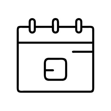 Kullanıcı arayüzü tasarımları, web uygulamaları, mobil uygulamalar ve zaman yönetimi ve olaylarla ilgili grafik çizimleri için mükemmel bir takvim tasvir eden temiz ve basit bir çizgi resim simgesi.