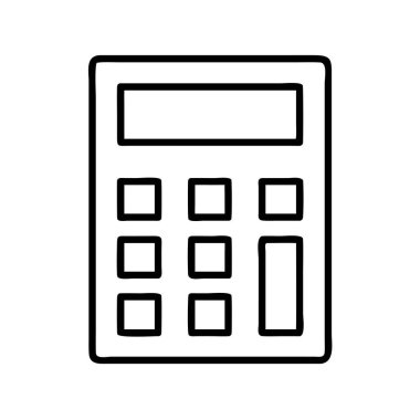 Bu minimalist çizgi sanat illüstrasyonu, finansal görevleri, matematiksel işlemleri, muhasebe ve genel hesaplama kavramlarını dijital olarak temsil etmek için ideal standart bir hesap makinesi içerir..