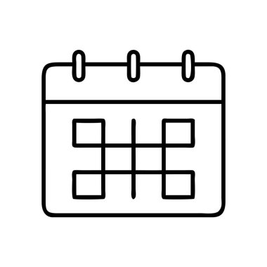 Temiz çizgi sanat takvimi simgesi, zaman yönetimini göstermek için mükemmel, önemli tarihler, teslim tarihleri, planlama ve dijital arayüzler ve yazdırma içindeki görev organizasyonu.