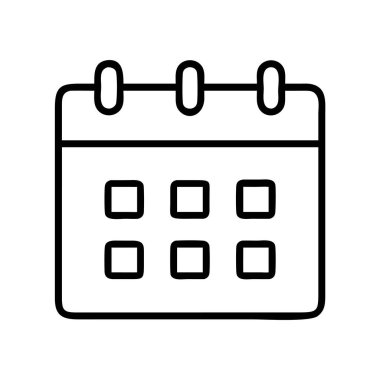 Bir takvim tasvir eden bir minimalist satır simgesi, dijital arayüzlerdeki zamanlama, teslim tarihleri, önemli tarihler ve organizasyon kavramlarını iletmek için mükemmel.