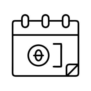 Web ve mobil UI / UX tasarımları, planlama uygulamaları ve zaman yönetim araçları için uygun dairesel olay göstergesine sahip bir takvimin vektör satırı resim simgesi. Temiz ve modern.