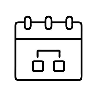 Bir takvimin hiyerarşik yapısını veya süreç akışını gösteren çizgi resim simgesi. Proje yönetimi, zamanlaması, görev organizasyonu ve iş planlama kavramlarını açık, minimalist bir tasarım içinde resmetmek için ideal.