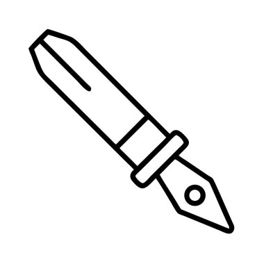 Gıcır gıcır, minimalist bir taslak simgesi. Geleneksel bir dolmakalem ucunu tasvir ediyor. Grafik tasarım, kırtasiye, eğitim ve sanatsal konsept sunumları için ideal, modern.