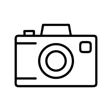 Bir fotoğraf makinesinin temiz ve basit bir çizgisi sanat vektör çizimi. Web simgeleri, uygulama tasarımları, UI ögeleri, yazdırma ve çeşitli dijital projeler için ideal.