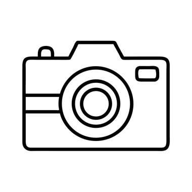 Web simgeleri, uygulama arayüzleri, grafik tasarımı ve içerik oluşturma görselleri için ideal bir fotoğraf makinesini temsil eden minimalist bir çizgi çizimi. Anlar yakalıyor.