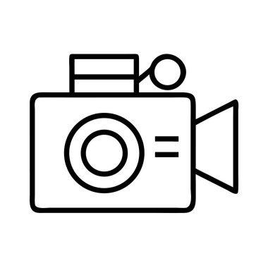 Bir video kameranın minimalist taslak simgesi, web, uygulama tasarımı ve multimedya projeleri için idealdir. Çekim, kayıt, yakalama ve içerik oluşturmayı temsil eder.