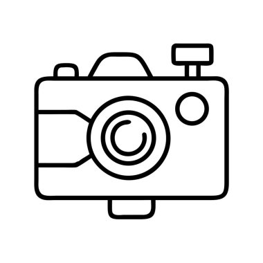 Klasik bir fotoğraf makinesinin minimalist bir tasviri, grafik tasarım projeleri, web arayüzleri ve fotoğraf, medya veya yakalama için parlak bir simgeye ihtiyaç duyan uygulamalar için idealdir..