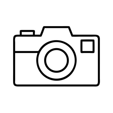 Fotoğraf, görsel medya ve dijital içerik yaratımı için mükemmel, gösterişli, minimalist, siyah bir kamera taslak ikonu. Web, uygulama ve grafik tasarımı için çok yönlü.
