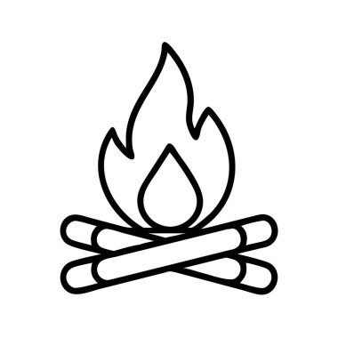 Açık hava aktiviteleri ve sıcaklıkla ilgili yanan bir şenlik ateşinin, web simgeleri, yazdırma materyalleri, uygulamaları ve çeşitli dijital tasarım projeleri için idealdir..