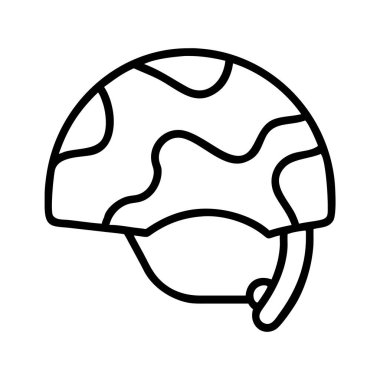 Kamuflaj desenli askeri miğferin gösterişli bir çizgisi. Bu simge silahlı kuvvetleri, güvenliği, savunmayı ve çatışmayı somutlaştırır, grafik tasarımı ve dijital arayüzler için mükemmeldir.