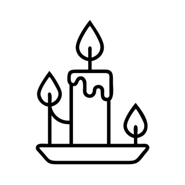 Küçük bir stantta üç mum bulunan temiz bir vektör illüstrasyonu, web tasarımı, uygulama arayüzleri, bayram temaları, dini temalar ve ciddi etkinlikler için mükemmel.