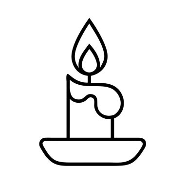Erimiş balmumu ve parlak bir alevle tutacağında yanan bir mumun minimalist çizgi sanat simgesi. Işığı, umudu, barışı, hatırayı ve çeşitli tasarım projeleri için rahatlığı sembolize eder..