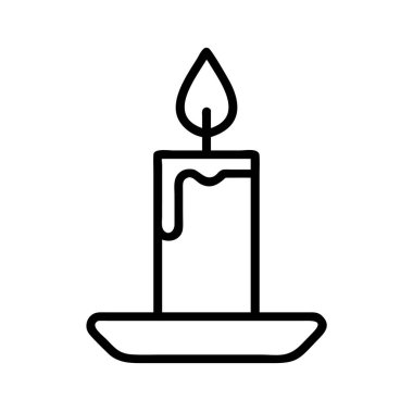 Basit bir tutucunun üzerinde duran mum damlatan minimalist bir sanat çizgisi çizgisi çizimi. Web tasarımı, uygulama simgeleri, ruhani temalar veya tatil grafikleri için ideal.