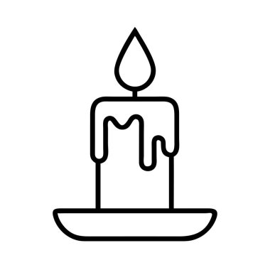 Temiz ve modern bir vektör, tutacağında yanan bir mumu, mum damlalarıyla tasvir ediyor. Rahatlama, tatil, hafıza ve etkinlik temaları için ideal.