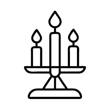 Klasik bir şamdanı gösteren temiz, basit bir sanat simgesi. Sergide, sıcaklığı, kutlamayı, geleneği, ışığı ve ciddiyeti gösteren üç mum yer alıyor..