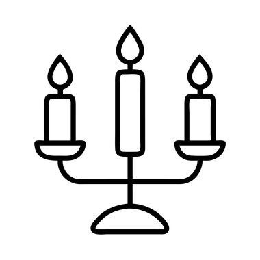 Üç kollu üç parlayan mumlu bir şamdanın temiz bir tasviri. Tatil tasarımları, tarihi temalar, dini etkinlikler veya zarif dekorasyonlar için mükemmel..