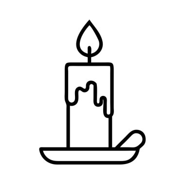 Erimiş balmumu damlalarıyla yanan bir mumu küçük bir tutacağa koyan temiz, minimalist bir tasvir. Işığı, barışı, maneviyatı ve hafızayı temsil eder..