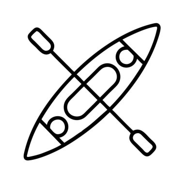 Temiz, minimalist, kürekli bir kanonun taslak ikonu, açık hava aktivitelerini, su eğlencelerini, keşifleri ve yaz sporlarını resmetmek için mükemmel. Web, yazdırma ve uygulama tasarım projeleri için ideal.