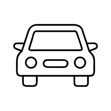 Bir kompakt arabanın ön tarafını tasvir eden minimalist bir taslak simgesi, otomotiv, hareketlilik, kentsel ulaşım ve kişisel seyahat ile ilgili çeşitli tasarım uygulamaları için mükemmeldir..