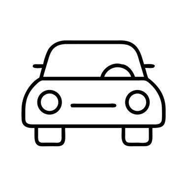 Modern tasarım, web simgeleri, uygulamalar, bilgi grafikleri ve otomatikle ilgili projeler için ideal, bir arabanın ön profilinin temiz, basit bir çizgisi çizimi.