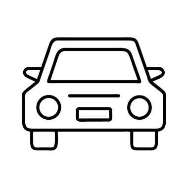 Temiz ve modern bir çizgi sanat ikonu jenerik bir yolcu aracının ön görüntüsünü sergiliyor. Kullanıcı arayüzleri, web tasarımı, mobil uygulamalar ve ulaşımla ilgili grafikler için mükemmel.