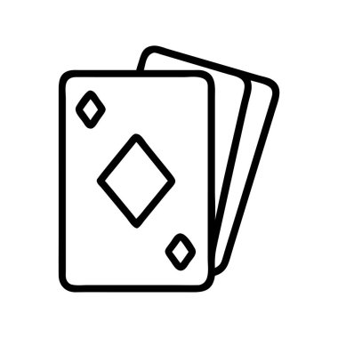 Bir minimalist çizgi sanat ikonu elmas takımla kağıt oynayan bir eli tasvir ediyor. Şansı, stratejiyi, şansı ve çeşitli kart oyunlarını simgeliyor..