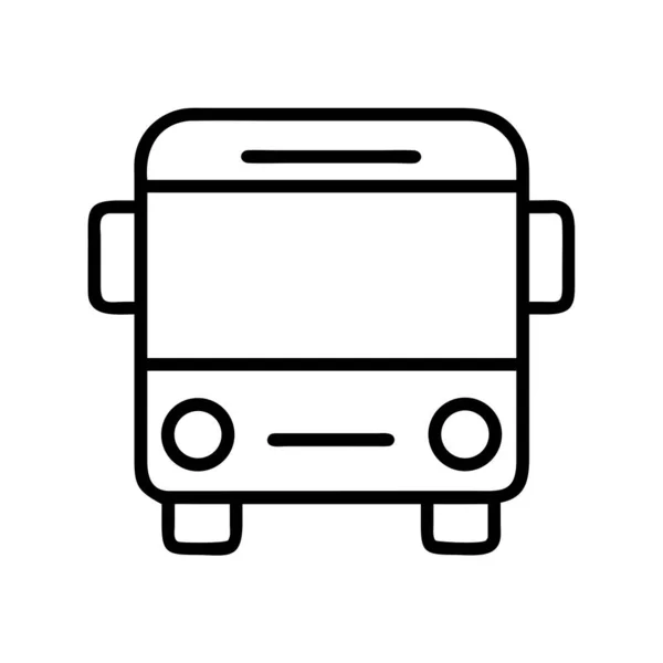 Bir toplu taşıma otobüsünün önünü tasvir eden temiz, minimal, izole bir vektör ana hatları ikonu. Seyahat ve şehir hayatıyla ilgili web, uygulama, işaret ve tasarım projeleri için ideal.