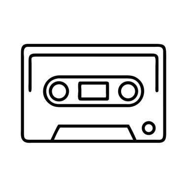 Eski bir ses kasetinin minimalist çizgisi çizimi. Retro müziği, kaydı ve eski teknolojiyi sembolize ediyor. Bu grafik, geçmiş çağlardan ve ses biçimlerinden bir nostalji hissi yakalıyor. Tasarım projeleri için ideal.