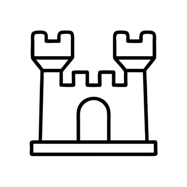 Ortaçağ kalesinin siperli ve kemerli girişini tasvir eden basit bir sanat simgesi. Web tasarımı, uygulamalar, oyunlar veya eğitim materyalleri için ideal.