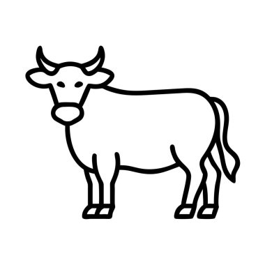 Bir ineğin temiz, basit, siyah bir tasviri. Çiftlikle ilgili ikonlar, logolar, grafik tasarım projeleri ya da eğitim malzemeleri için mükemmel. Minimalist vektör sanatı.