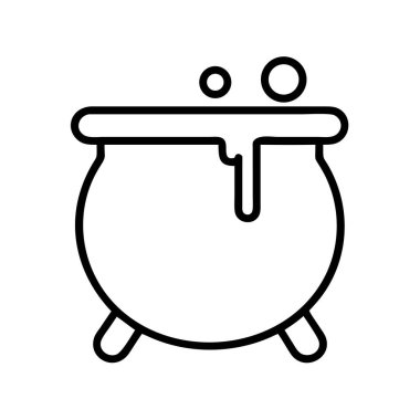 Bir cadının köpüren sıvısı ile basit bir siyah ana hat ikonu, Cadılar Bayramı için mükemmel, sihirli, iksir, fantezi, ya da pişirme kavramları. Minimalist grafik tasarımı.